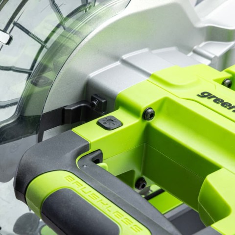 Торцовочная пила акк. Greenworks GD24MS216, 24V, б/щ, 4800 об/мин, 216x30мм,рез 65х310мм,с 1хАКБ 4Ач и ЗУ (1501707UB)