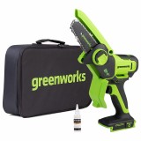 Цепная мини пила аккумуляторная Greenworks Арт. 2008707, 24V, 15см, бесщеточная, без АКБ и ЗУ
