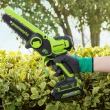 Цепная мини пила аккумуляторная Greenworks Арт. 2008707, 24V, 15см, бесщеточная, без АКБ и ЗУ
