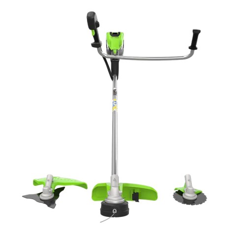 Триммер аккумуляторный Greenworks TB201H, Арт. 2112407, 82V, 2,0 кВт, 46 см, c трехлопастным ножом и кусторезом, бесщеточный, без АКБ и ЗУ