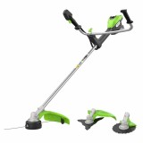 Триммер аккумуляторный Greenworks TB201H, 82V, 2,0 кВт, 46 см, c трехлопастным ножом и кусторезом, бесщеточный, с 1хАКБ 8 Ач и ЗУ (2112407UH)