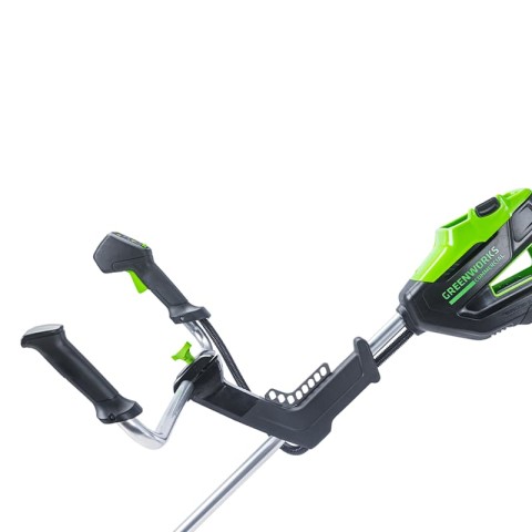 Триммер аккумуляторный Greenworks TB201H, Арт. 2112407, 82V, 2,0 кВт, 46 см, c трехлопастным ножом и кусторезом, бесщеточный, без АКБ и ЗУ
