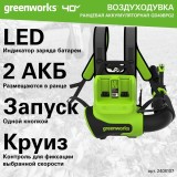 Ранцевая воздуходувка аккумуляторная Greenworks GD40BPG2, 40V, бесщеточная, с 1хАКБ 4 Ач и ЗУ (2408107UB)