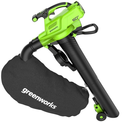 Воздуходувка-пылесос аккумуляторная Greenworks GD60BVII, 60V, бесщеточная, без АКБ и ЗУ (2409307)