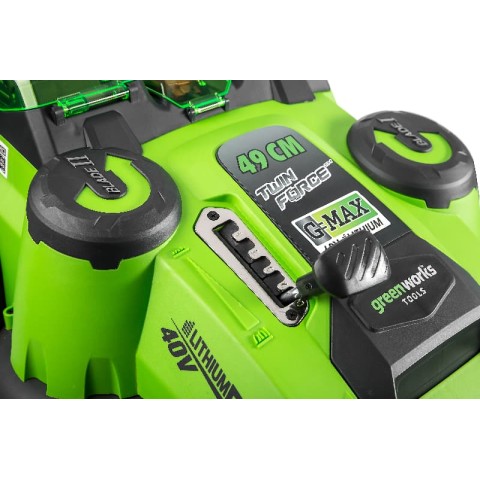 Газонокосилка аккумуляторная Greenworks Арт. 2500207, TwinForce, 40V, 49 см, без АКБ и ЗУ