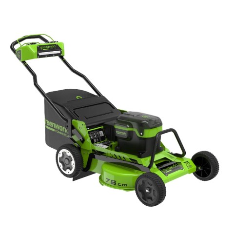 Газонокосилка самоходная аккумуляторная Greenworks Арт. 2519207U3B, 82V, 76см, бесщеточная, с тремя 5 Ач АКБ и двойным ЗУ