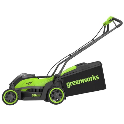 Газонокосилка аккумуляторная Greenworks GD40LM361, 40V, 36 см, бесщеточная, c 1хАКБ 4Ач и ЗУ (2520807UB)