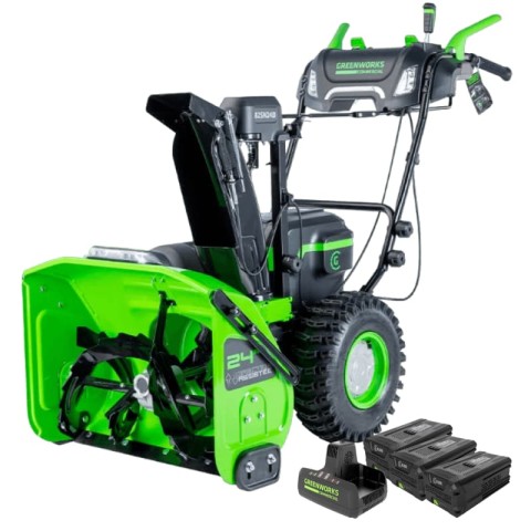 Снегоуборщик аккумуляторный Greenworks, 82V, 61 см, самоходный, бесщеточный, c 3 АКБ 5Ач и двойным ЗУ, Арт. 2602807U3B