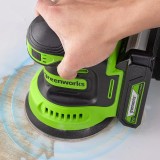 Эксцентриковая шлифмашина акк. Greenworks OS325, 24V, 125 мм, 5000-8000-11000 об/мин, амплитуда 2.4 мм, без АКБ и ЗУ (3100907)