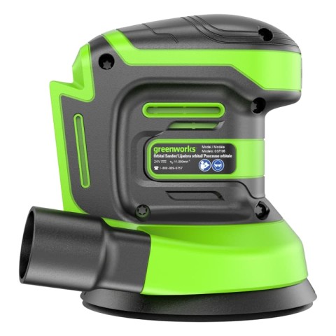 Эксцентриковая шлифмашина акк. Greenworks OS325, 24V, 125 мм, 5000-8000-11000 об/мин, амплитуда 2.4 мм, без АКБ и ЗУ (3100907)