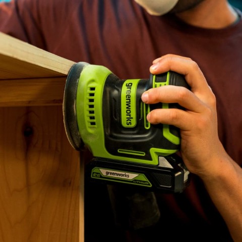 Эксцентриковая шлифмашина акк. Greenworks OS325, 24V, 125 мм, 5000-8000-11000 об/мин, амплитуда 2.4 мм, 1х2Ач, ЗУ, кор (3100907CUA)