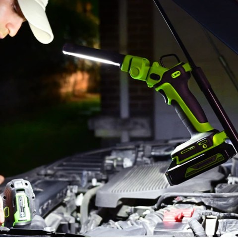 Рабочий аккумуляторный LED-фонарь 2-в-1 Greenworks, Арт. 3503707, 24V, 650 Лм, сменные плафоны, без АКБ и ЗУ