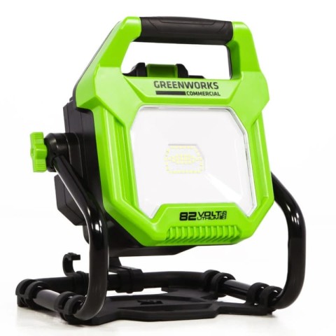 LED-прожектор Greenworks G82WLH с гибридным питанием, 82V / 220V, 1250/2500 лм, крюк для подвеса, крепление на стену, кабель 30 см, без АКБ и ЗУ (3504007)