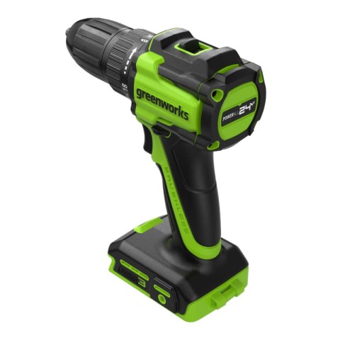 Дрель-шуруповерт акк. Greenworks DD345, 24V,  б/щет, 27/45 Нм, 13мм, 2х2Ач, ЗУ, кор (3708307CUC)