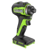 Винтоверт ударный акк. Greenworks ID3170, 24V, б/щет, 0-3200 об/мин, 4000 уд/мин, HEX 1/4, 170Нм, 2х2Ач, ЗУ, кор (3804907CUС)