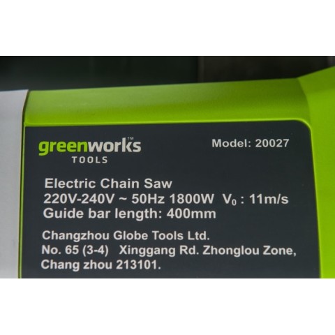 Цепная пила электрическая Greenworks Арт. 20027, 1800 Вт, 40 см