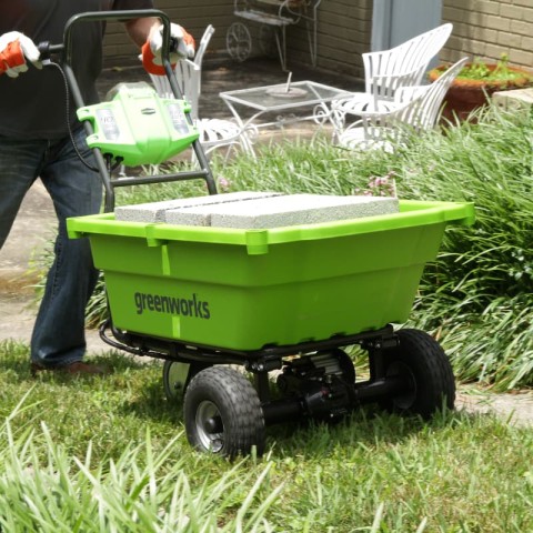 Садовая тележка самоходная Greenworks Арт. 7400007UB, 40V, 106 л, с 1хАКБ 4 Ач и ЗУ