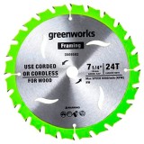 Диск пильный  по дереву для циркулярной пилы Greenworks, Арт. 2943407, 184x20 мм, 24T