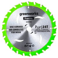 Диск пильный  по дереву для циркулярной пилы Greenworks, Арт. 2943407, 184x20 мм, 24T