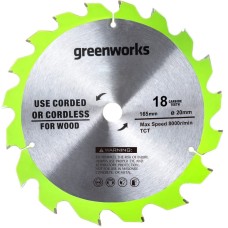 Диск пильный  по дереву для циркулярной пилы Greenworks, Арт. 2955807, 165x1.6x20 мм, 18T