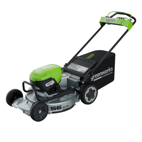 Газонокосилка аккумуляторная Greenworks Арт. 2519407U28, 82V, 56см, с алюминиевой декой, самоходная, бесщеточная, с двумя 8 Ач АКБ и двойным ЗУ