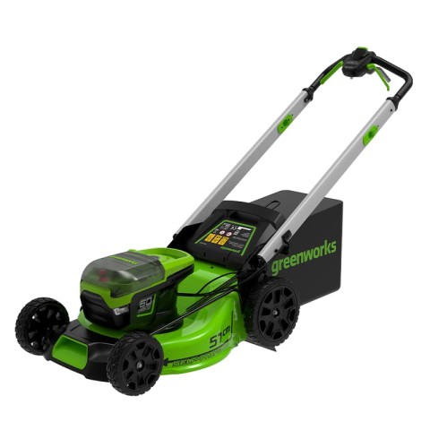 Газонокосилка самоходная, аккумуляторная Greenworks Арт. 2514307U2B, 60V, 51 см, бесщеточная, с двумя 4 Ач АКБ и двойным ЗУ