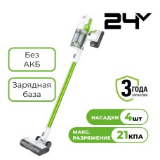Пылесос вертикальный акк. Greenworks SV24532, 24V, б/щет, 350 Вт, 21 кПа, электрощетка, 3 насадки, LED, белый+зеленый, без АКБ с ЗУ (4702007)