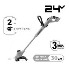 Триммер аккумуляторный Greenworks Арт. 2107107UA, G24LT28K2, 24V, 28 см, с АКБ 2Ач и ЗУ