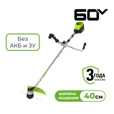 Триммер аккумуляторный Greenworks Арт. 2108407, 60V, 40 см, бесщеточный с велосипедной ручкой, без АКБ и ЗУ
