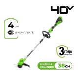 Триммер аккумуляторный Greenworks GD40LT, 40V, 38 см, с 1хАКБ 4 Ач и ЗУ (2112207UB)