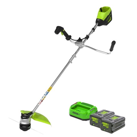 Триммер аккумуляторный Greenworks GD60BCB, 60V, 40 см, бесщеточный, с 2х5Ач АКБ и ЗУ