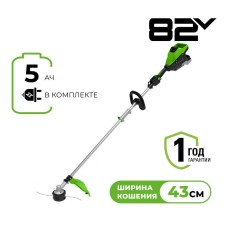 Триммер аккумуляторный Greenworks ST161S, 82V, 1,6 кВт, 43 см, бесщеточный, с 1хАКБ 5 Ач и ЗУ (2112307UB)