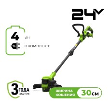 Триммер аккумуляторный Greenworks ST3002, 24V, 30 см, c 1хАКБ 4Ач и ЗУ (ST3002UB)