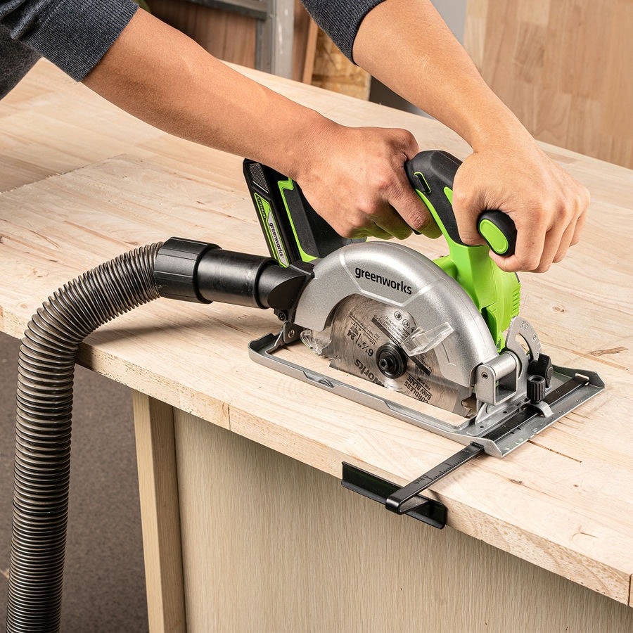 Дисковая пила акк. Greenworks GD24CS165, 24V,б/щет, 165х20мм, 4800 об/мин, рез 57мм,1х5Ач, ЗУ, кор (1501607CUG)