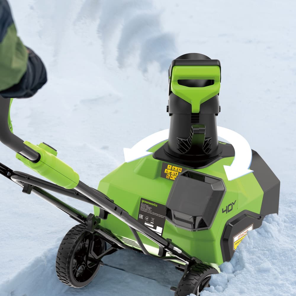 Снегоуборщик аккумуляторный Greenworks Арт. 2603607, 40V, 40 см, без АКБ и ЗУ