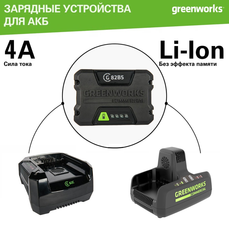 Совместимые зарядные устройства Greenworks 82V