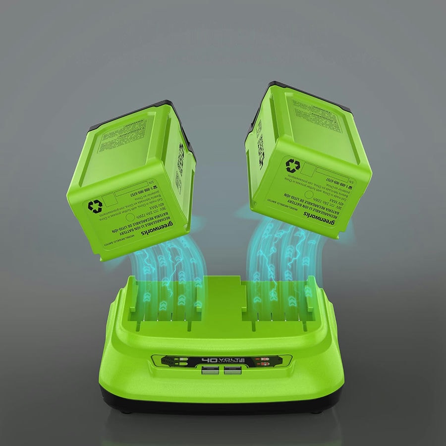 Быстрое зарядное устройство для 2-х аккумуляторов Greenworks Арт. 2938807, 40V