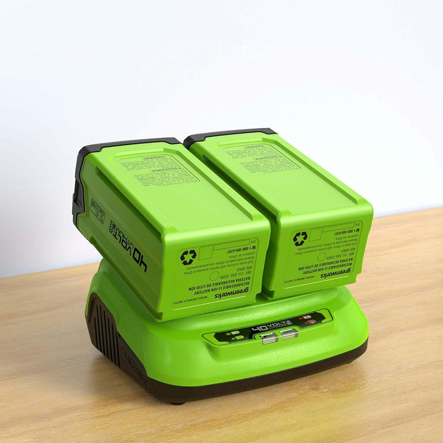 Быстрое зарядное устройство для 2-х аккумуляторов Greenworks Арт. 2938807, 40V