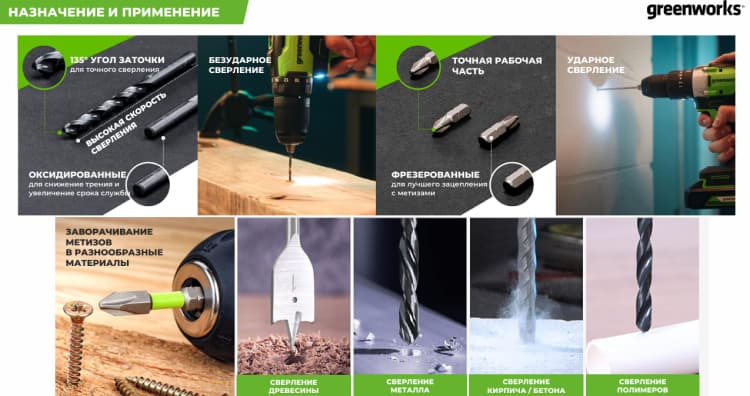 Применение оснастки Greenworks 2944607