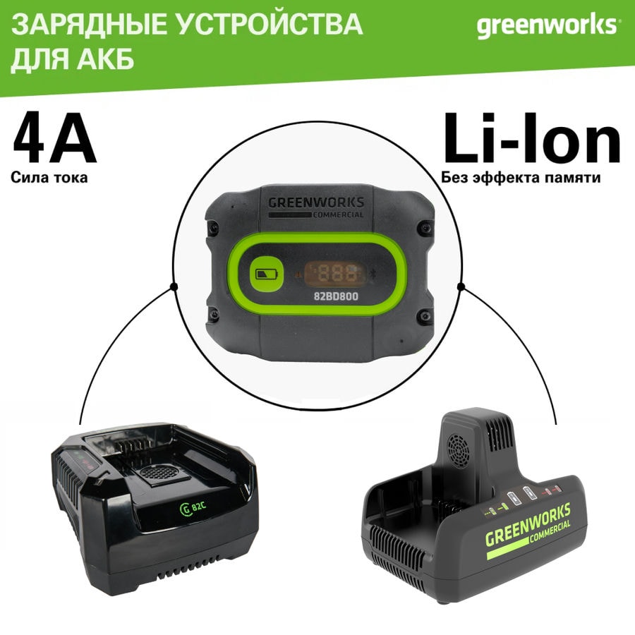 Совместимые зарядные устройства Greenworks 82V