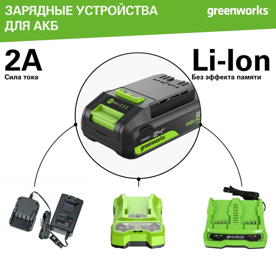 Совместимые зарядные устройства Greenworks 24V
