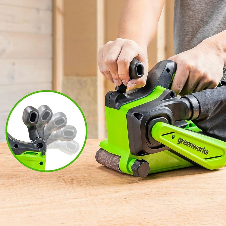 Ленточная шлифовальная машина акк. Greenworks G24BS, 24V, б/щет, 75х457мм, 259 м/мин,1х2Ач, ЗУ, кор (3100607CUA)