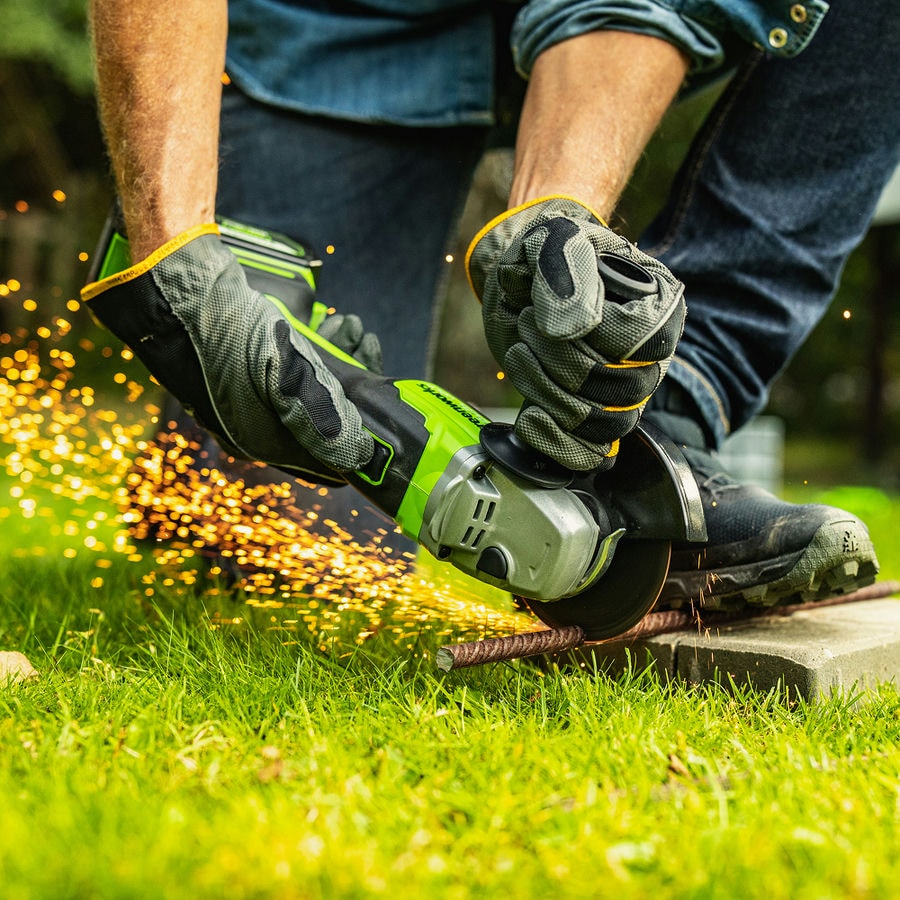 Угловая шлифовальная машина акк. Greenworks GD24AG, 24V, б/щет, 125 мм, 10500 об/мин, 1x4Ач, быстрое ЗУ, кор (3200207CUB)