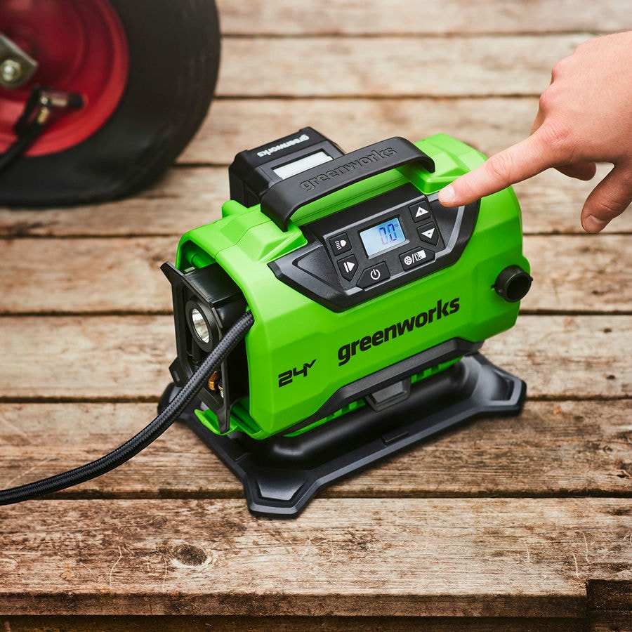 Компрессор автомобильный аккумуляторный Greenworks Арт. 3400807, 24V / 12V (от сети автомобиля), без АКБ и ЗУ